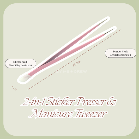 2-IN-1 Sticker Presser & Manicure Tweezer (Starlight Pink) By Me and Crew