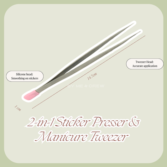 2-IN-1 Sticker Presser & Manicure Tweezer (Celestial Silver) By Me and Crew