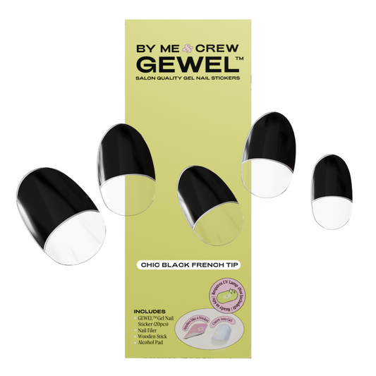 Chic Black French Tip Semi Cured Gel Nail Stickers