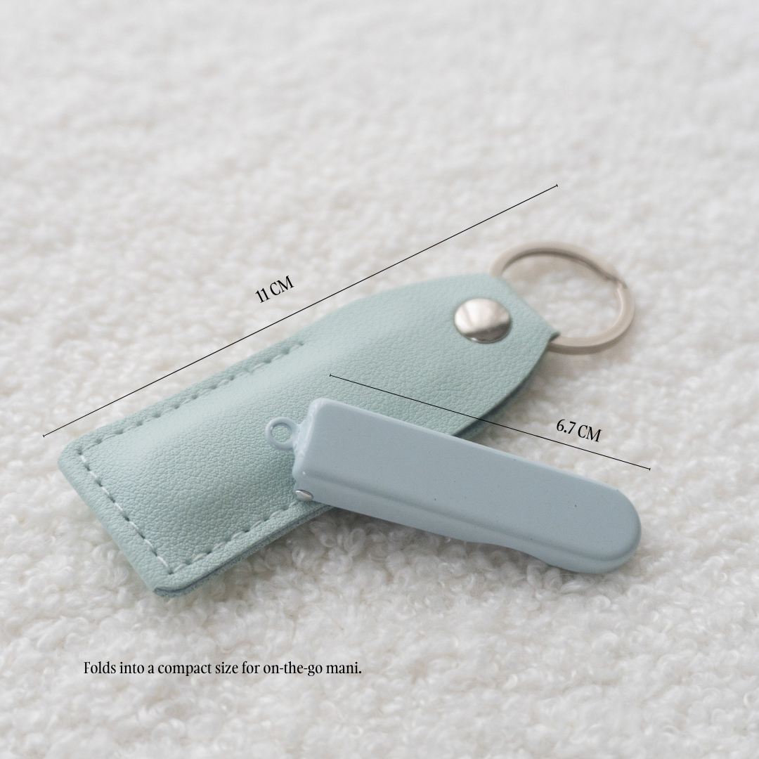 Foldable Nail Clipper with Pouch (Light Blue)