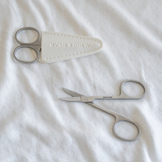 Premium Manicure Nail Scissors with Pouch (White) By Me and Crew
