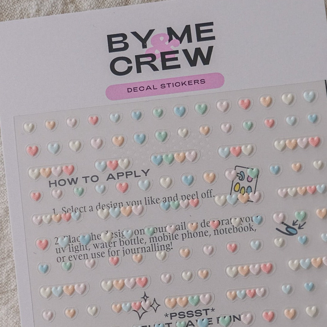 Pastel Hearts Nail Decal Sheet
