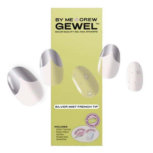 Silver Mist French Tip DIY Semi Cured Gel Nail Stickers