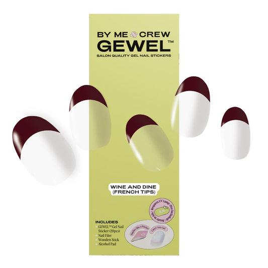 Wine and Dine (French Tip) DIY Semi Cured Gel Nail Stickers ByMeAndCrew