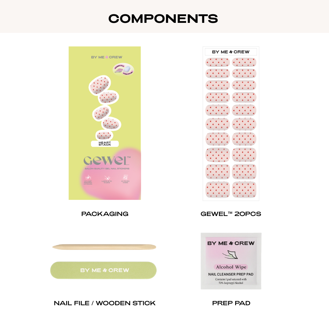 Heart Stack DIY Semi Cured Gel Nail Stickers By Me and Crew