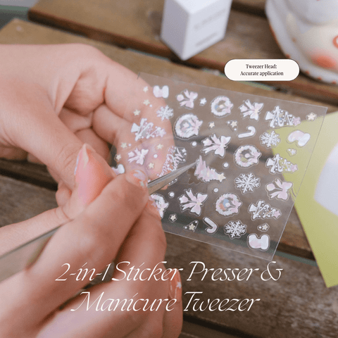 2-IN-1 Sticker Presser & Manicure Tweezer (Starlight Pink)