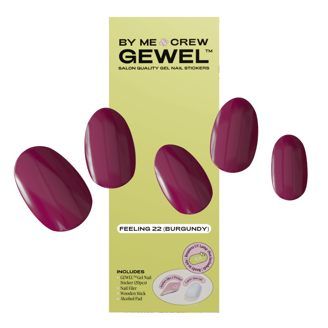 Feeling 22 (Burgundy) DIY Semi Cured Gel Nail Stickers
