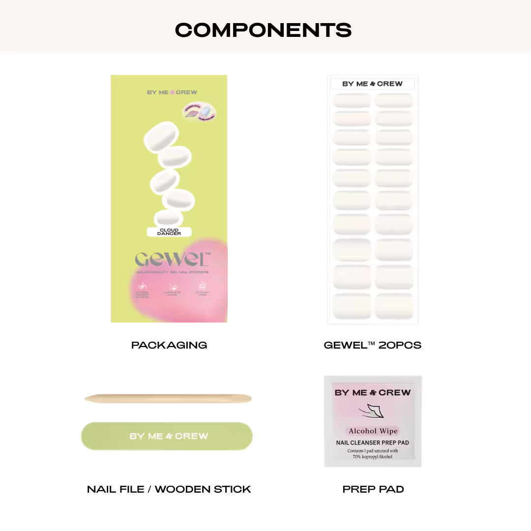 Cloud Dancer Semi Cured Gel Nail Stickers