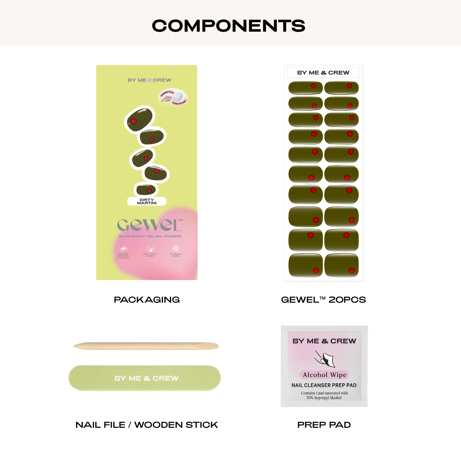 Dirty Martini (Olive) GEWEL™ Semi Cured Gel Nail Stickers