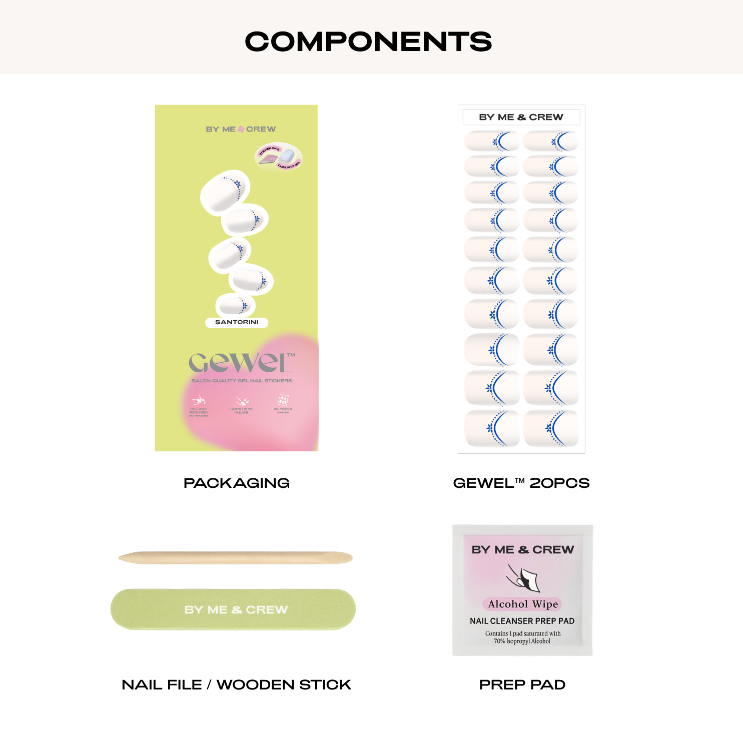 Santorini (French Tip) GEWEL™ Semi Cured Gel Nail Stickers