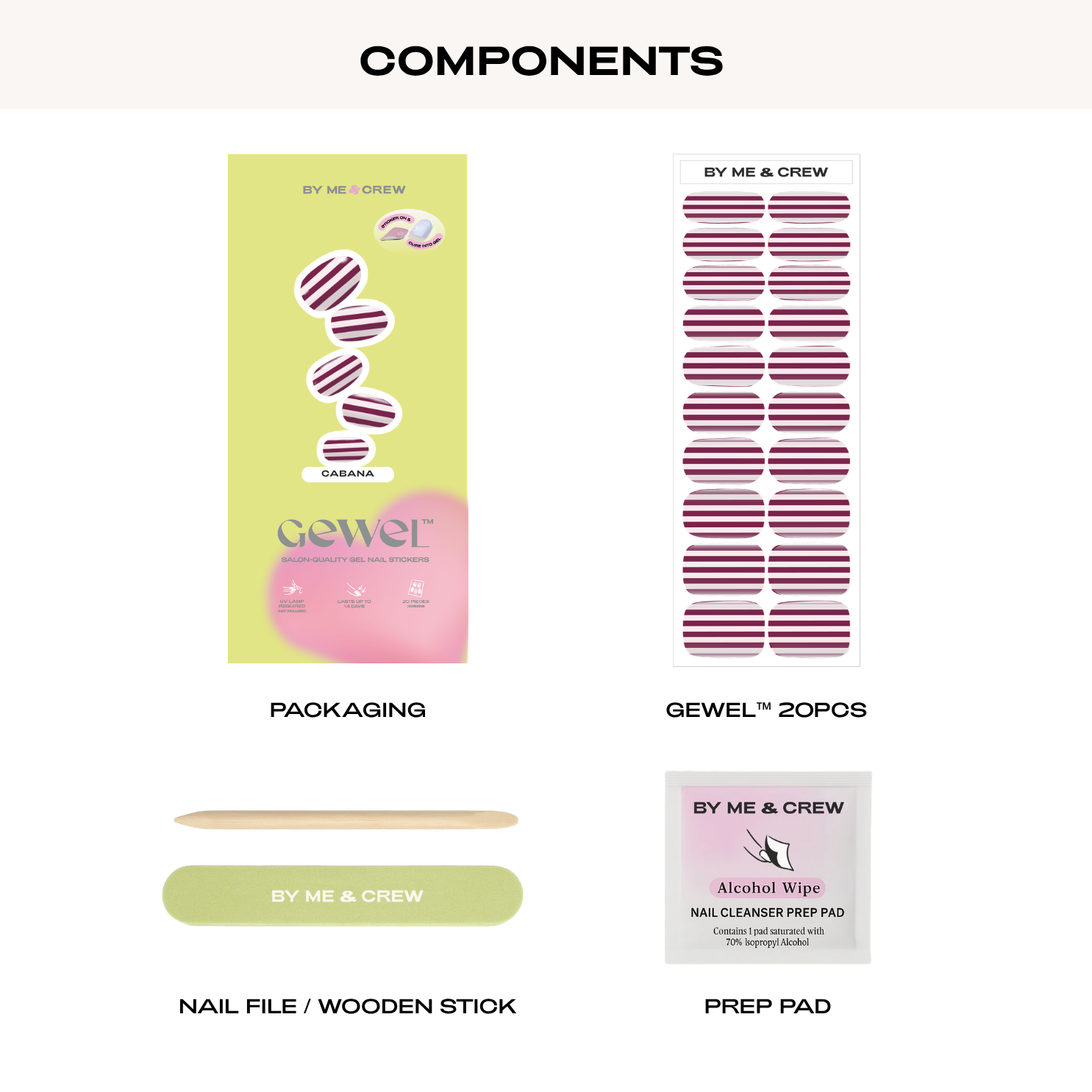 Cabana (Striped) GEWEL™ Semi Cured Gel Nail Stickers