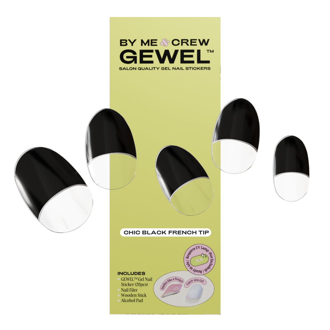 Chic Black French Tip DIY Semi Cured Gel Nail Stickers