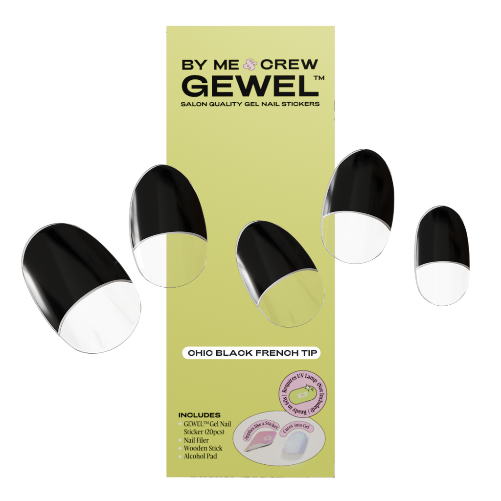 Chic Black French Tip Semicured Gel Nail Stickers Kit