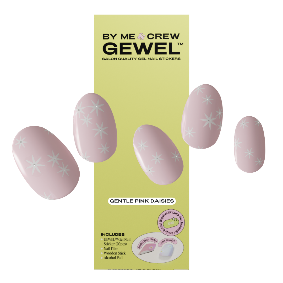 Gentle Pink Daisies DIY Semi Cured Gel Nail Stickers