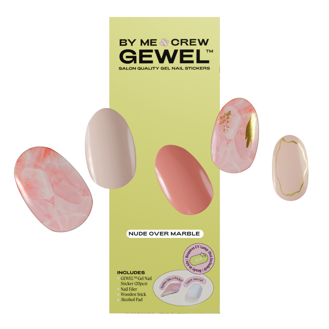 Nude Over Marble DIY Semi Cured Gel Nail Stickers