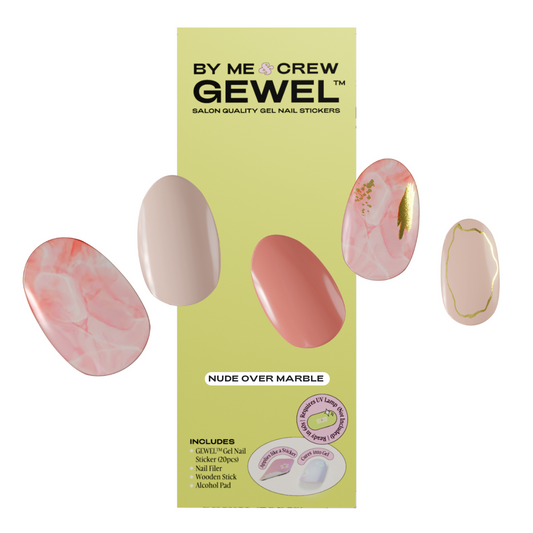 Nude Over Marble Semi Cured Gel Nail Stickers
