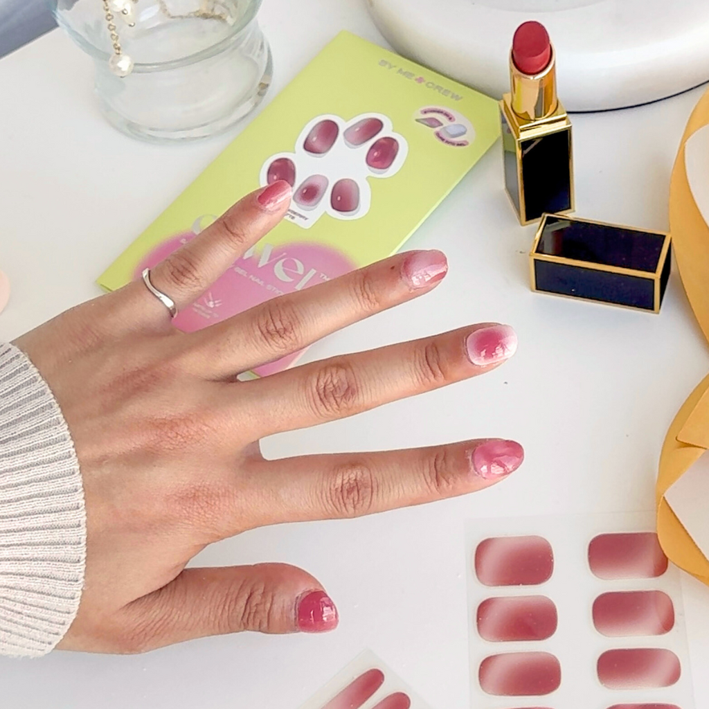 Strawberry Latte Semi Cured Gel Nail Stickers