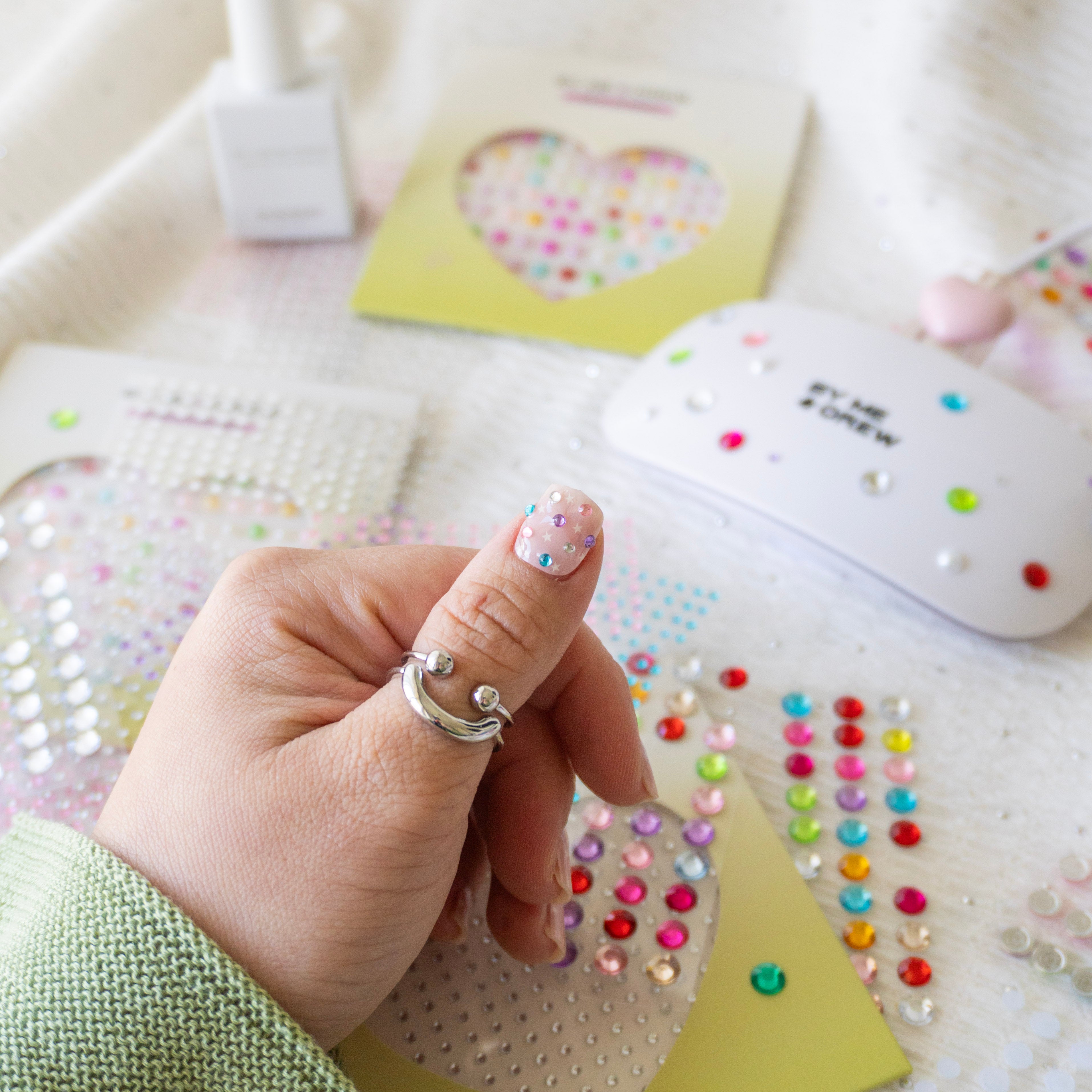 Bedazzled Nail Decals Kit (3x Decals + UV Top Coat)