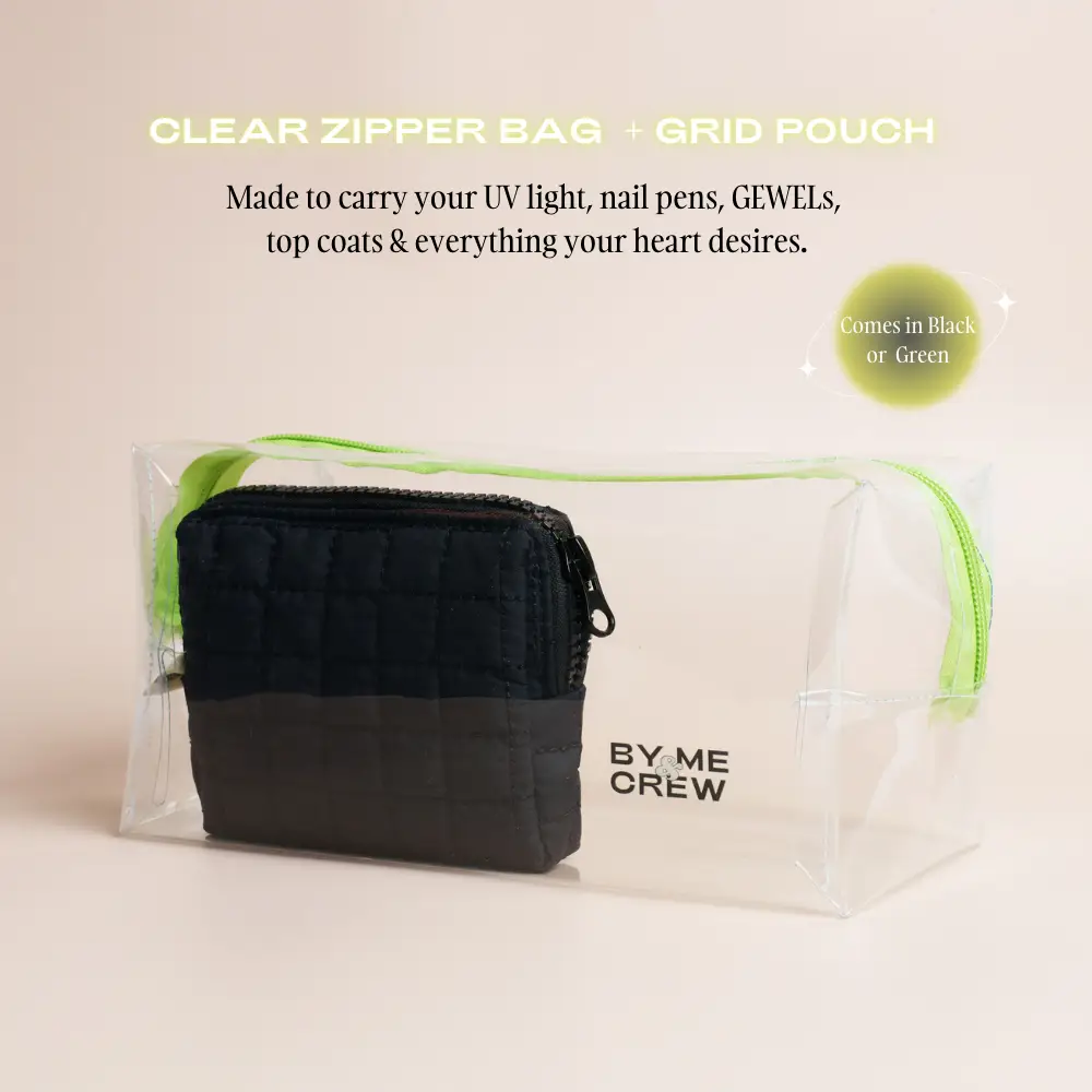 By Me & Crew's Clear Zipper Bag with Cloud Pouch (Black)