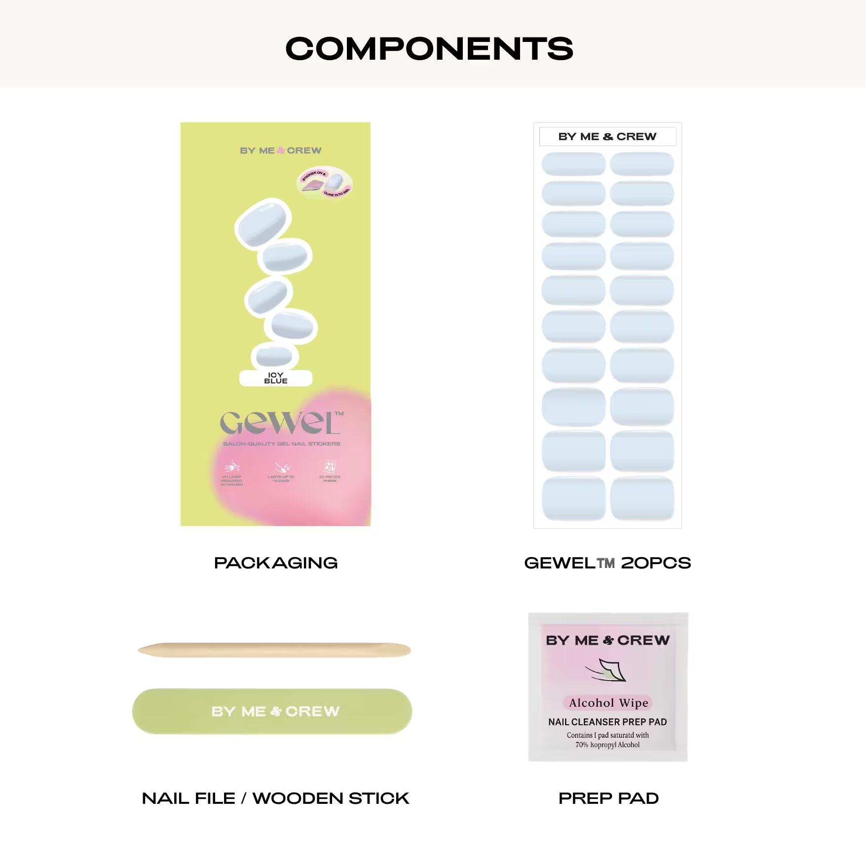 Icy Blue DIY Semi Cured Gel Nail Stickers