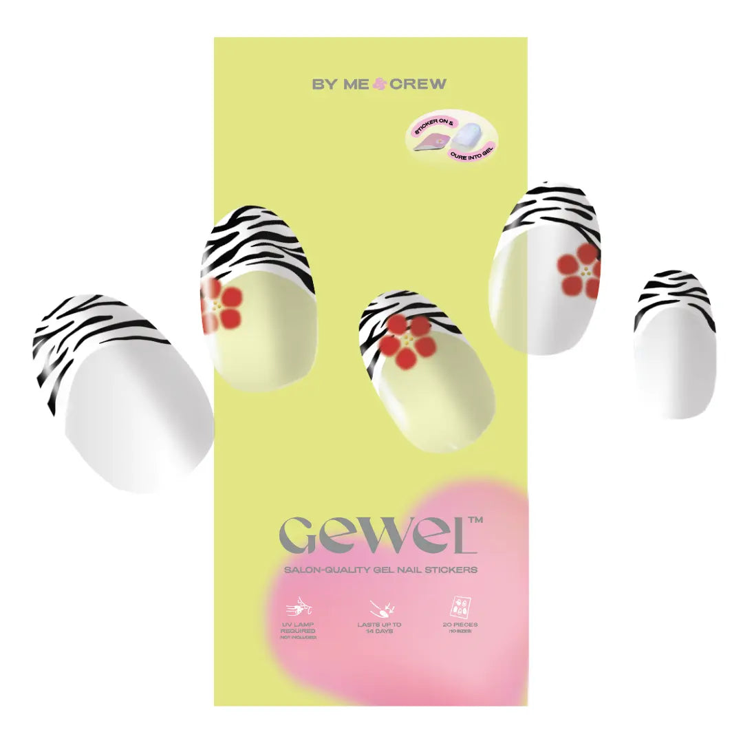 Blooming Zebra DIY Semi Cured Gel Nail Stickers