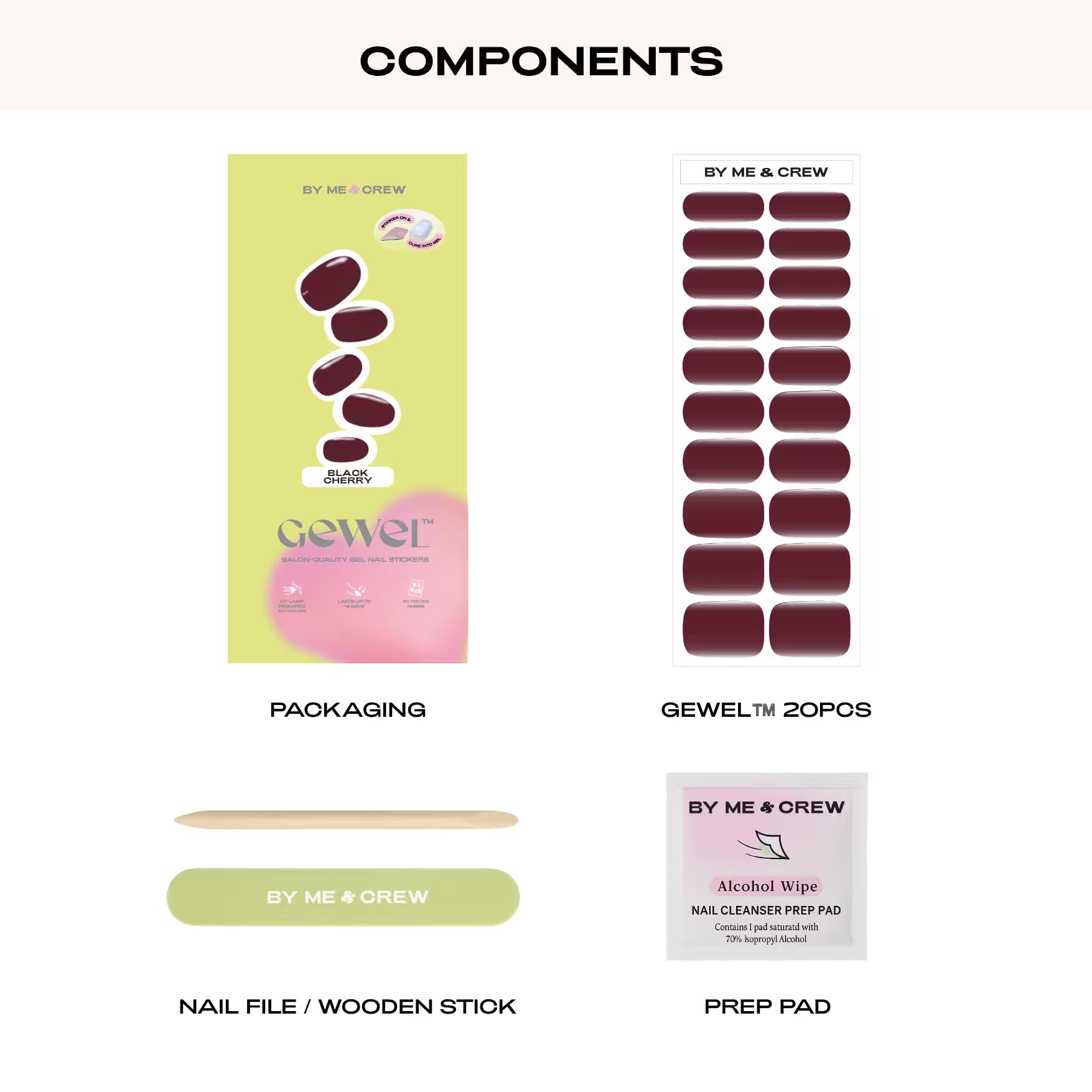 Black Cherry DIY Semi Cured Gel Nail Stickers