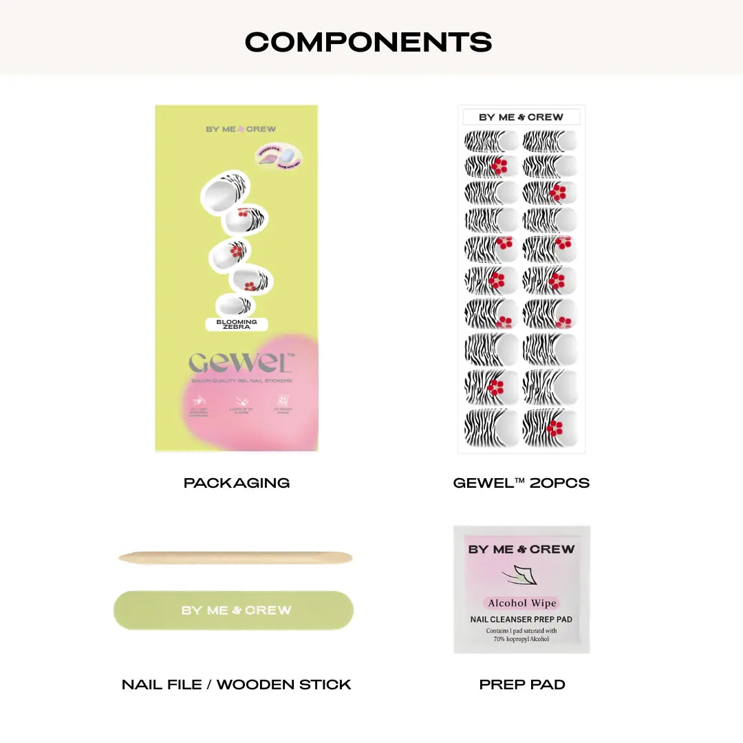 Blooming Zebra DIY Semi Cured Gel Nail Stickers