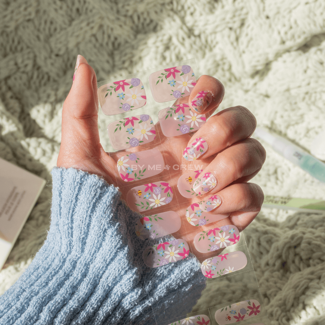 Gentle Florals DIY Semi Cured Gel Nail Stickers By Me and Crew