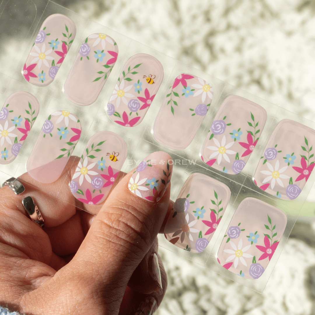 Gentle Florals DIY Semi Cured Gel Nail Stickers By Me and Crew