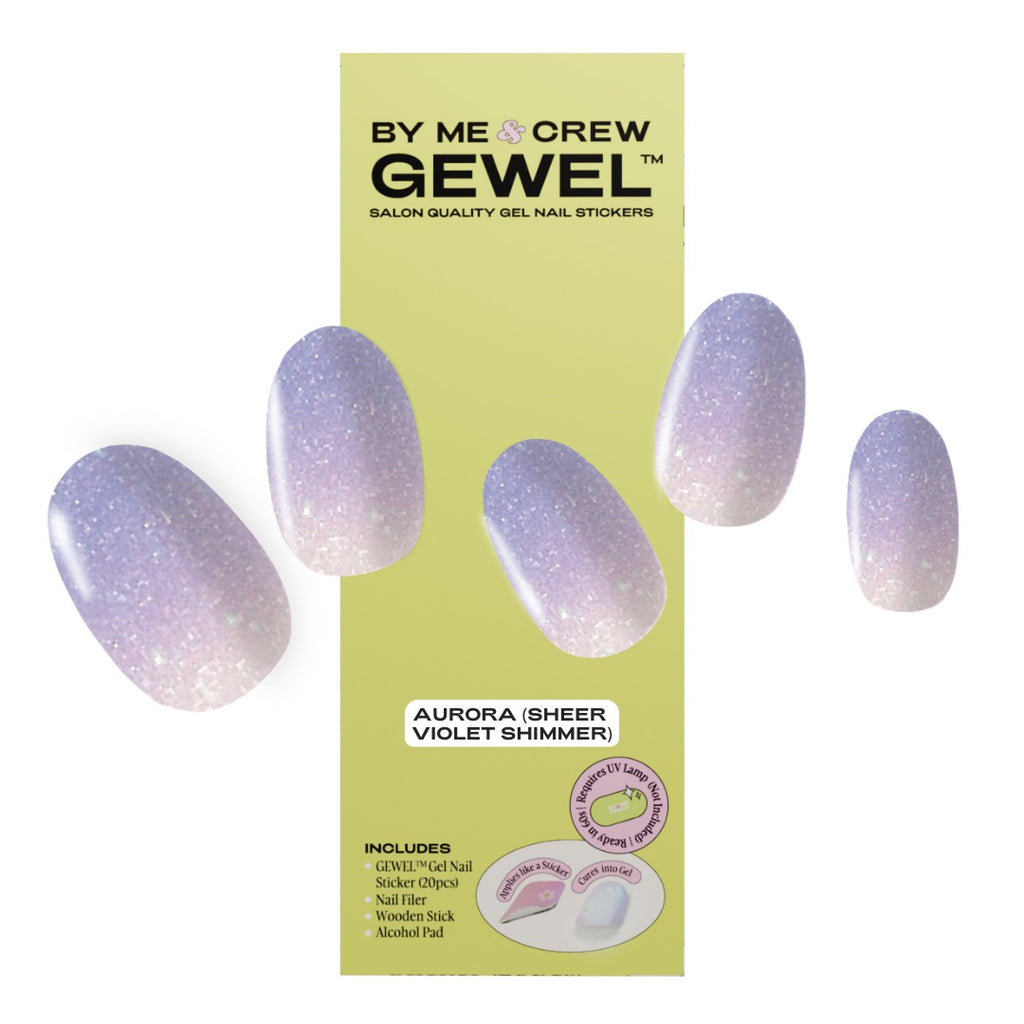 Aurora (Sheer Violet Shimmer) DIY Semi Cured Gel Nail Stickers