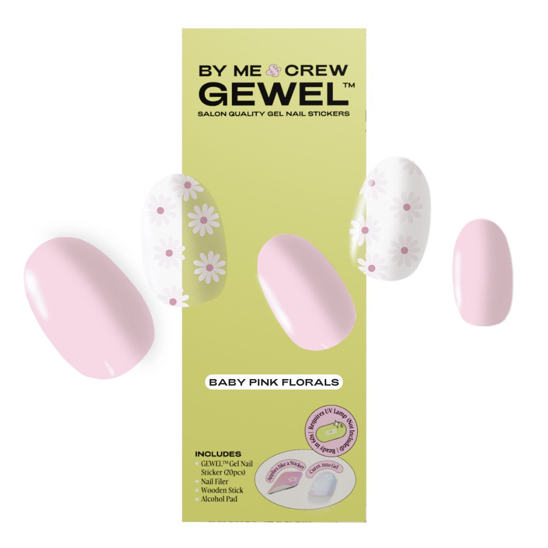 Baby Pink Florals DIY Semi Cured Gel Nail Stickers