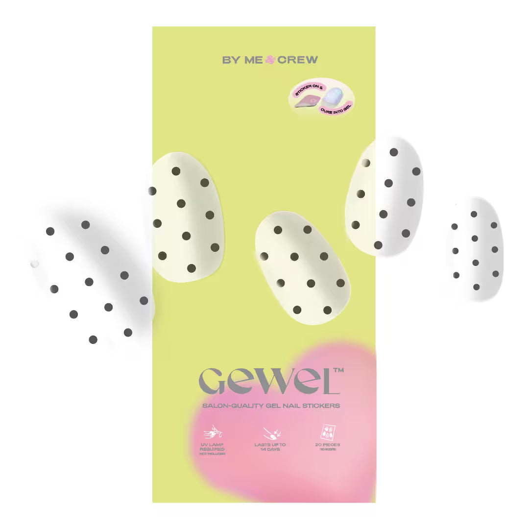 Milky White & Black Polka Dot DIY Semi Cured Gel Nail Stickers