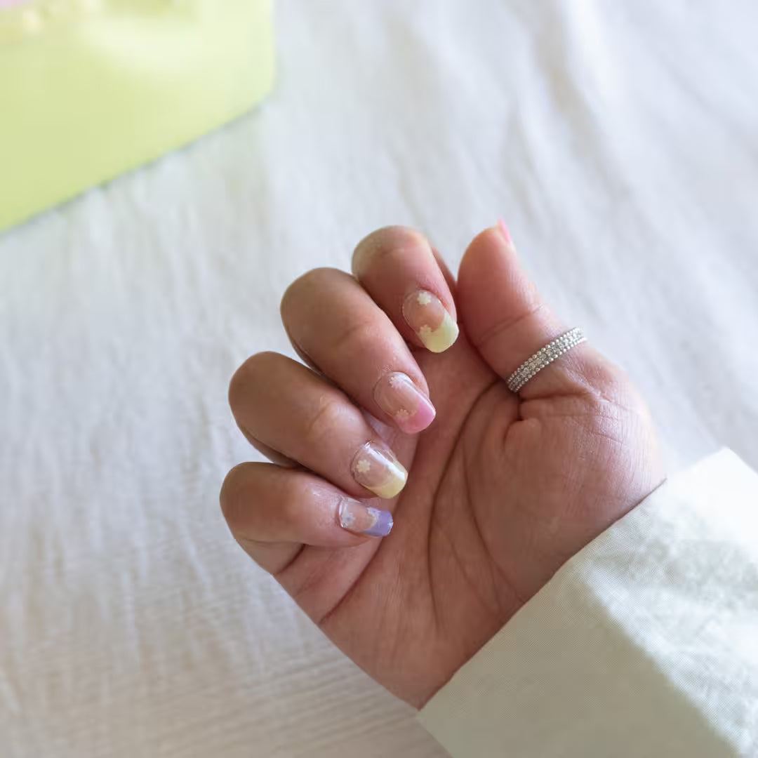 Blooming French Tip DIY Semi Cured Gel Nail Stickers-4