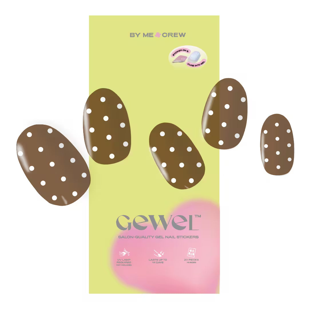 Brown Polka Dot DIY Semi Cured Gel Nail Stickers