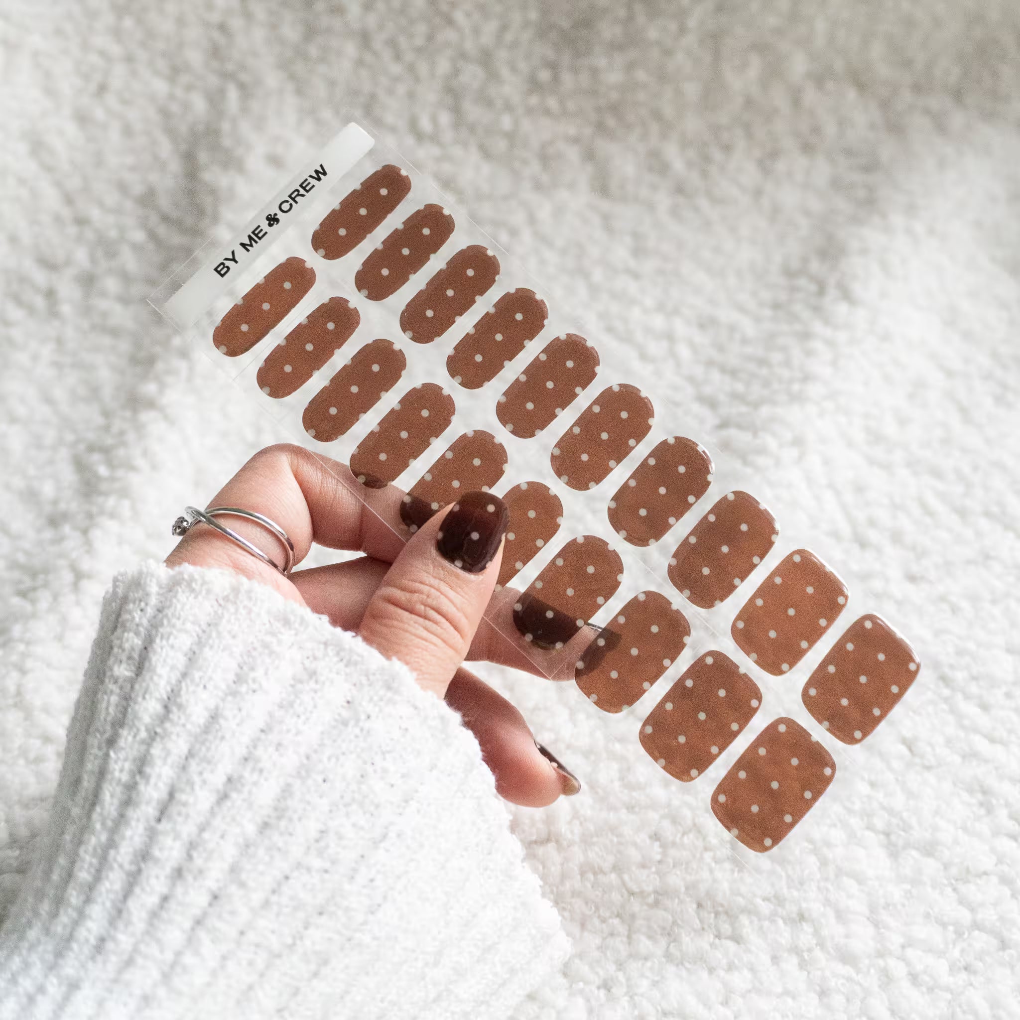 Brown Polka Dot DIY Semi Cured Gel Nail Stickers-4
