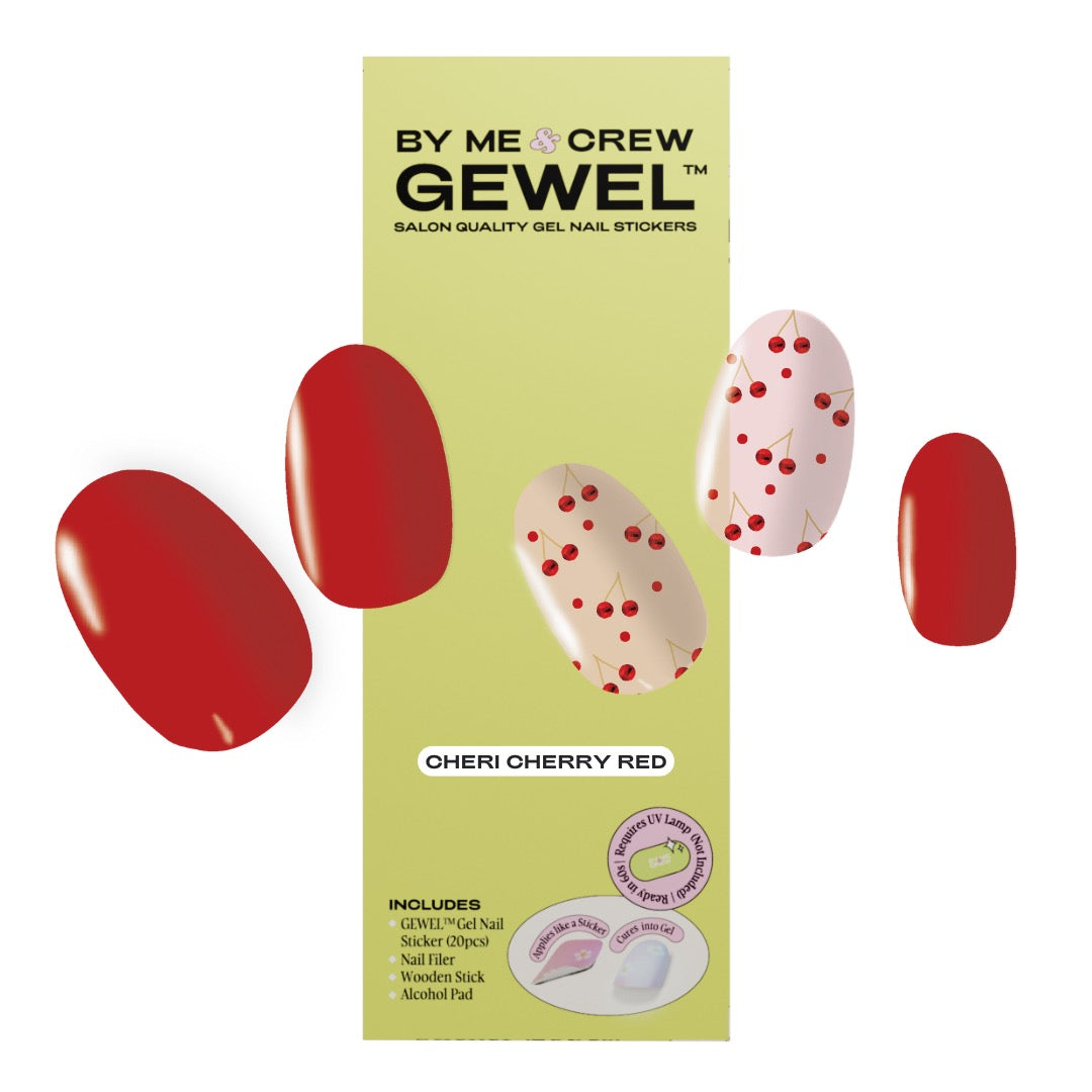 Cheri Cherry Red DIY Semi Cured Gel Nail Stickers