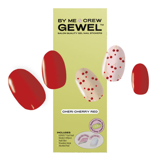Cheri Cherry Red DIY Semi Cured Gel Nail Stickers ByMeAndCrew