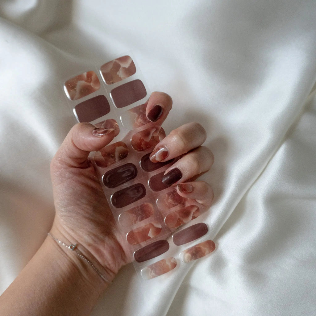 Cappuccino Swirls Semi Cured Gel Nail Stickers