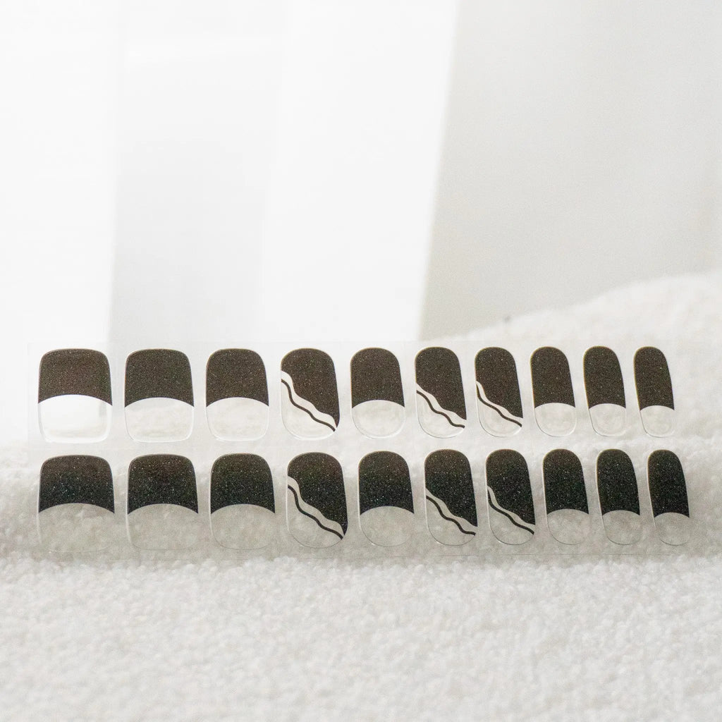 Elegant Glistening French Tips Semicured Gel Nail Stickers Kit