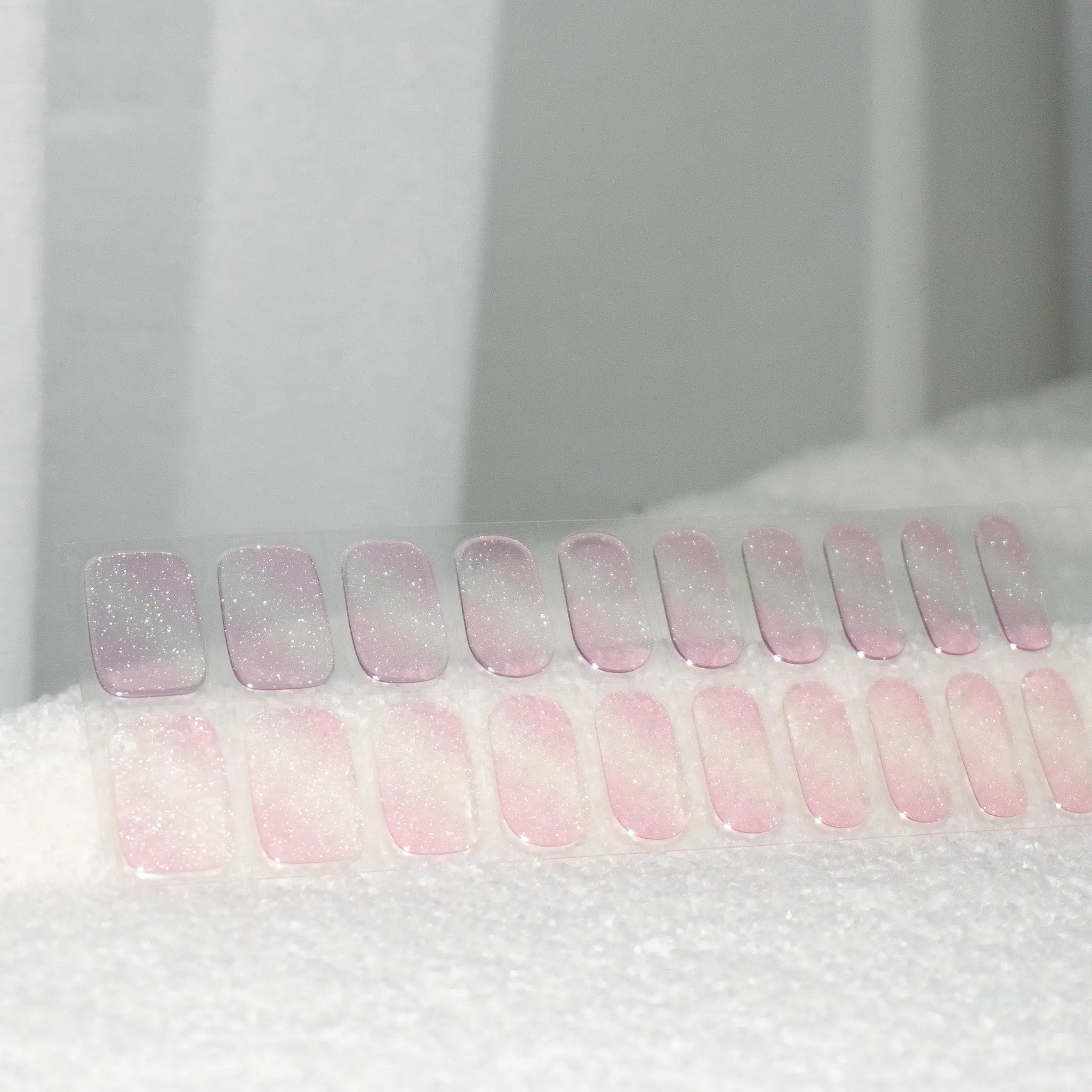 Aurora (Sheer Pink Shimmers) Semicured Gel Nail Stickers Kit