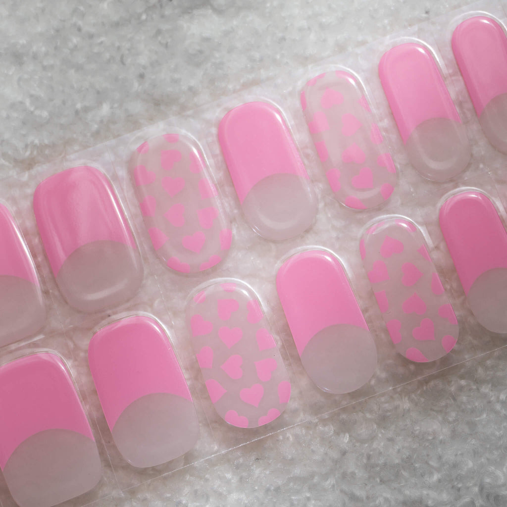 Sweetheart Pink French Tip DIY Semicured Gel Nail Stickers Kit