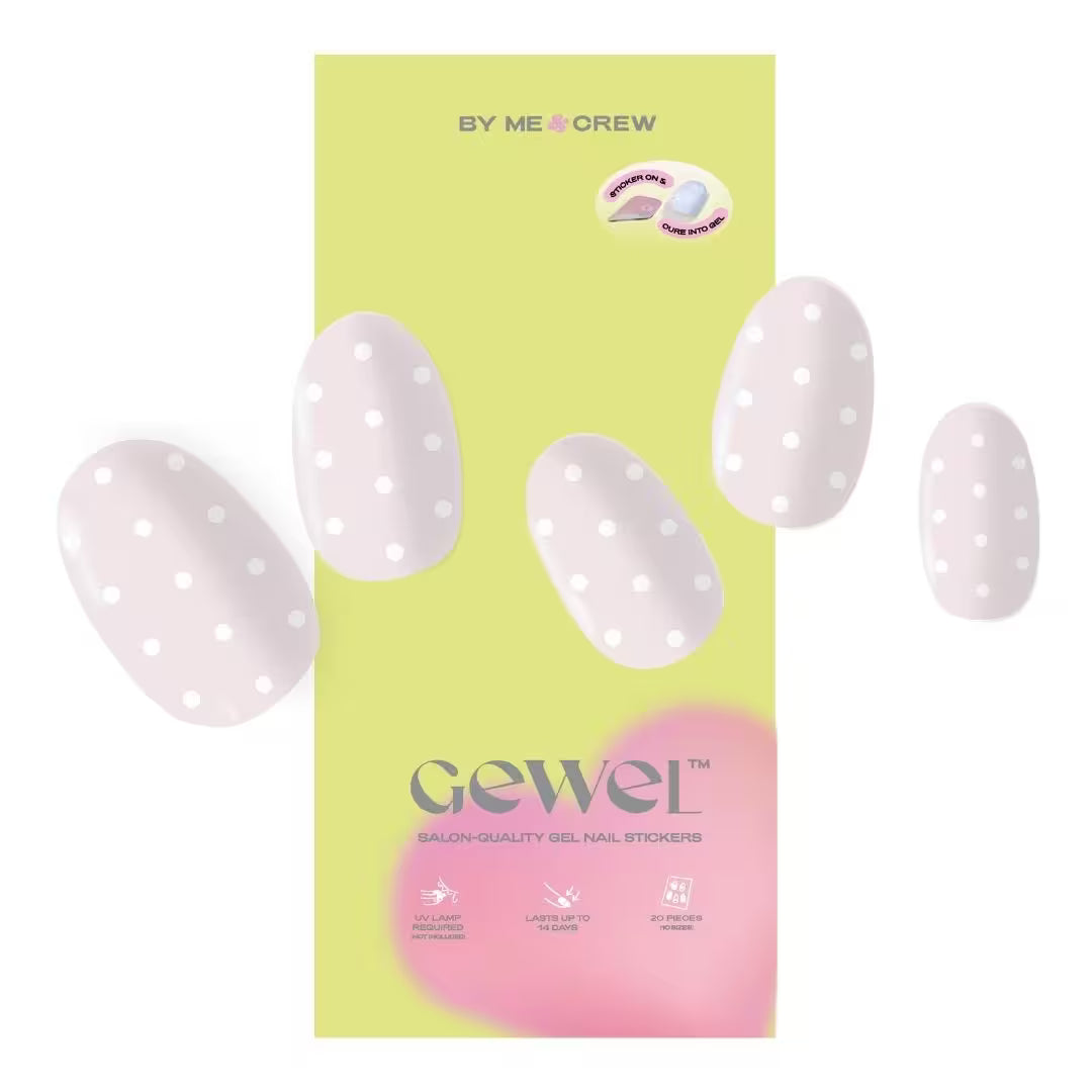 Gentle Pink Polka Dot DIY Semi Cured Gel Nail Stickers