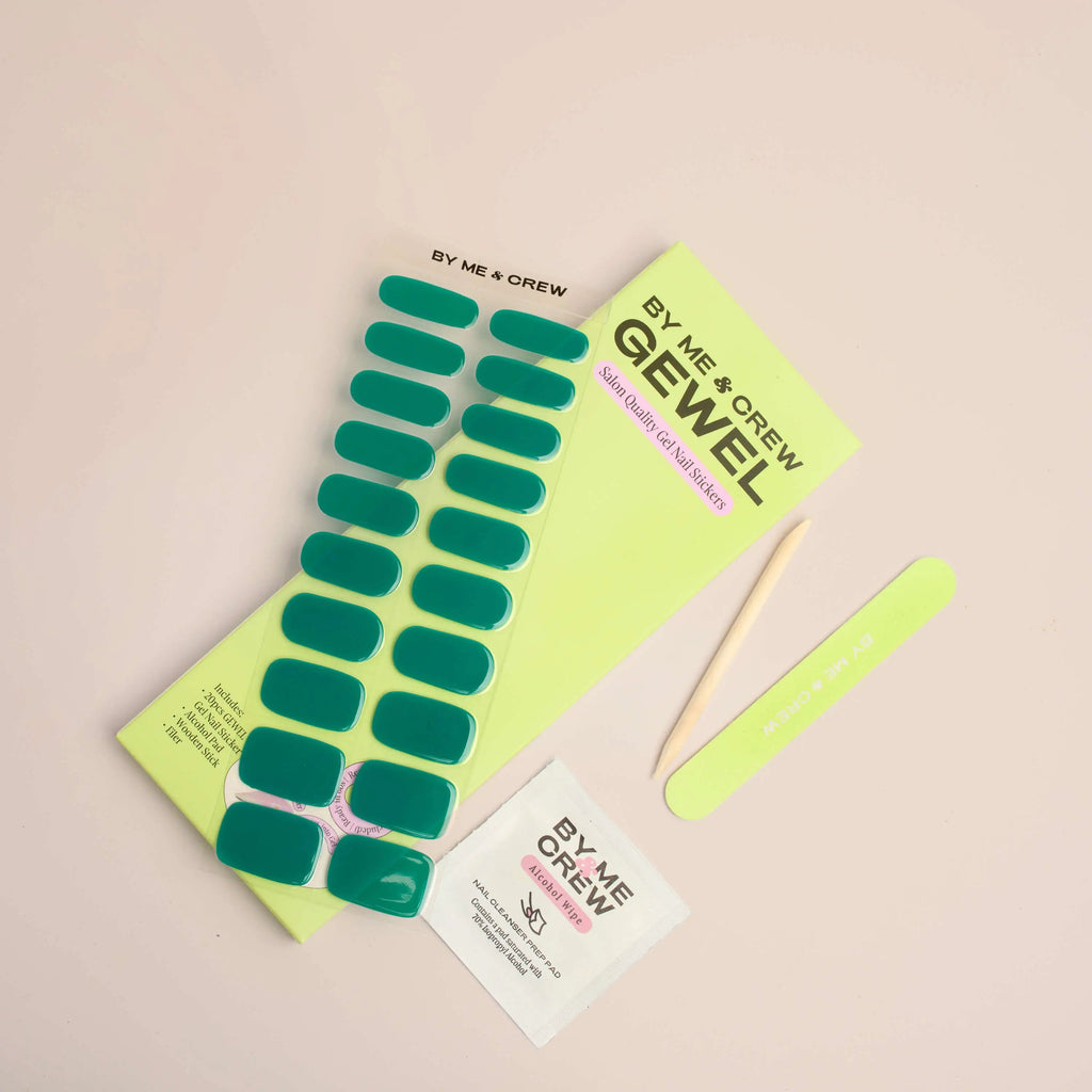 Get salon-quality nails at home with our green DIY Semicured Gel Nail Stickers Kit. Easily apply trendy designs for a flawless manicure.