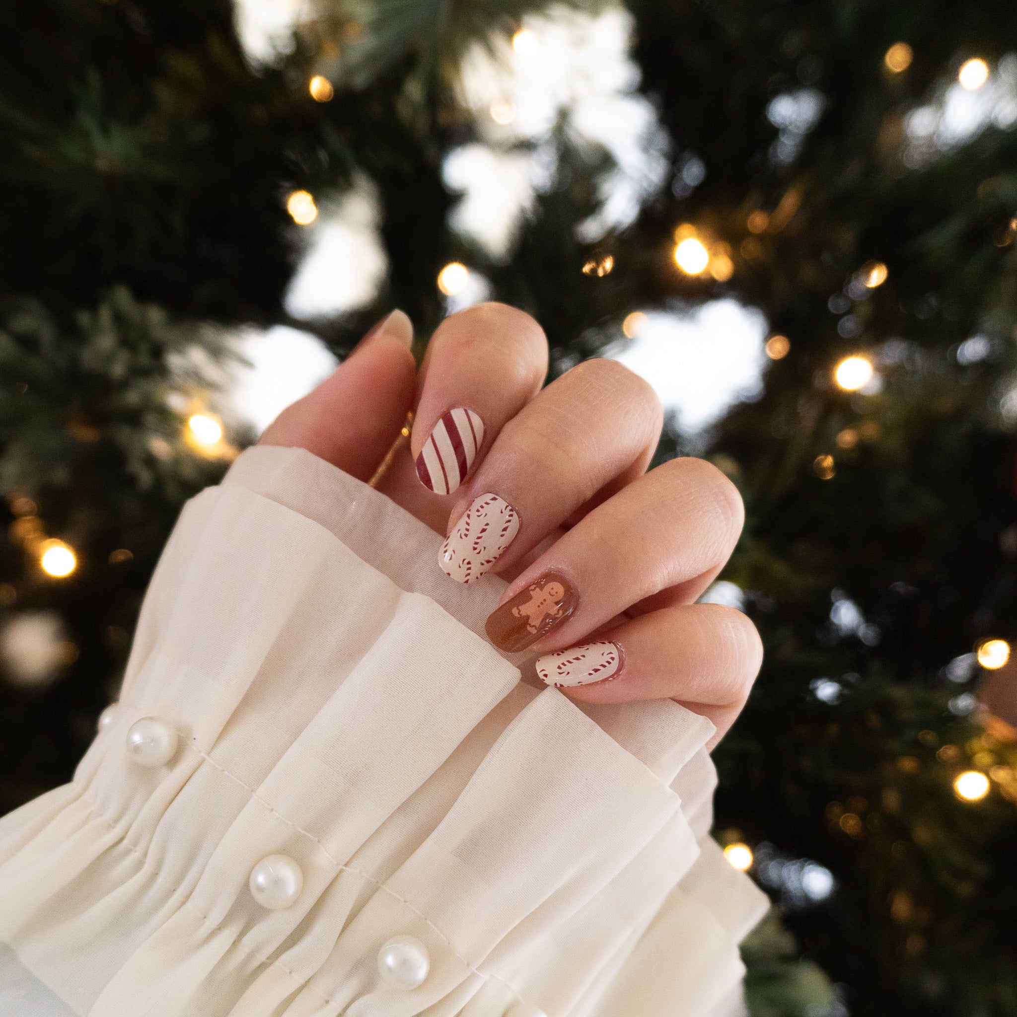 Gingerbread Joy DIY Semi Cured Gel Nail Stickers-10