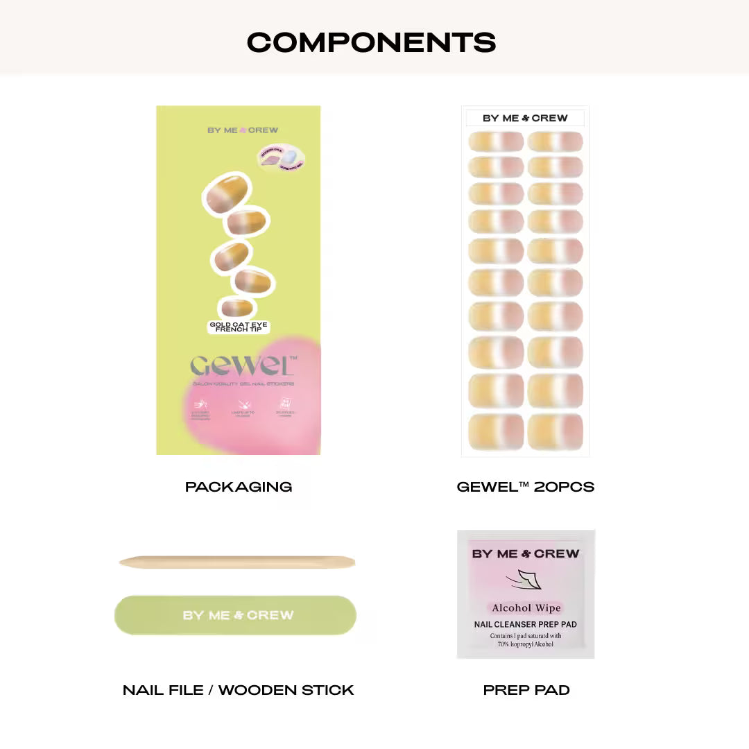 Gold Cat Eye DIY Semi Cured Gel Nail Stickers-2