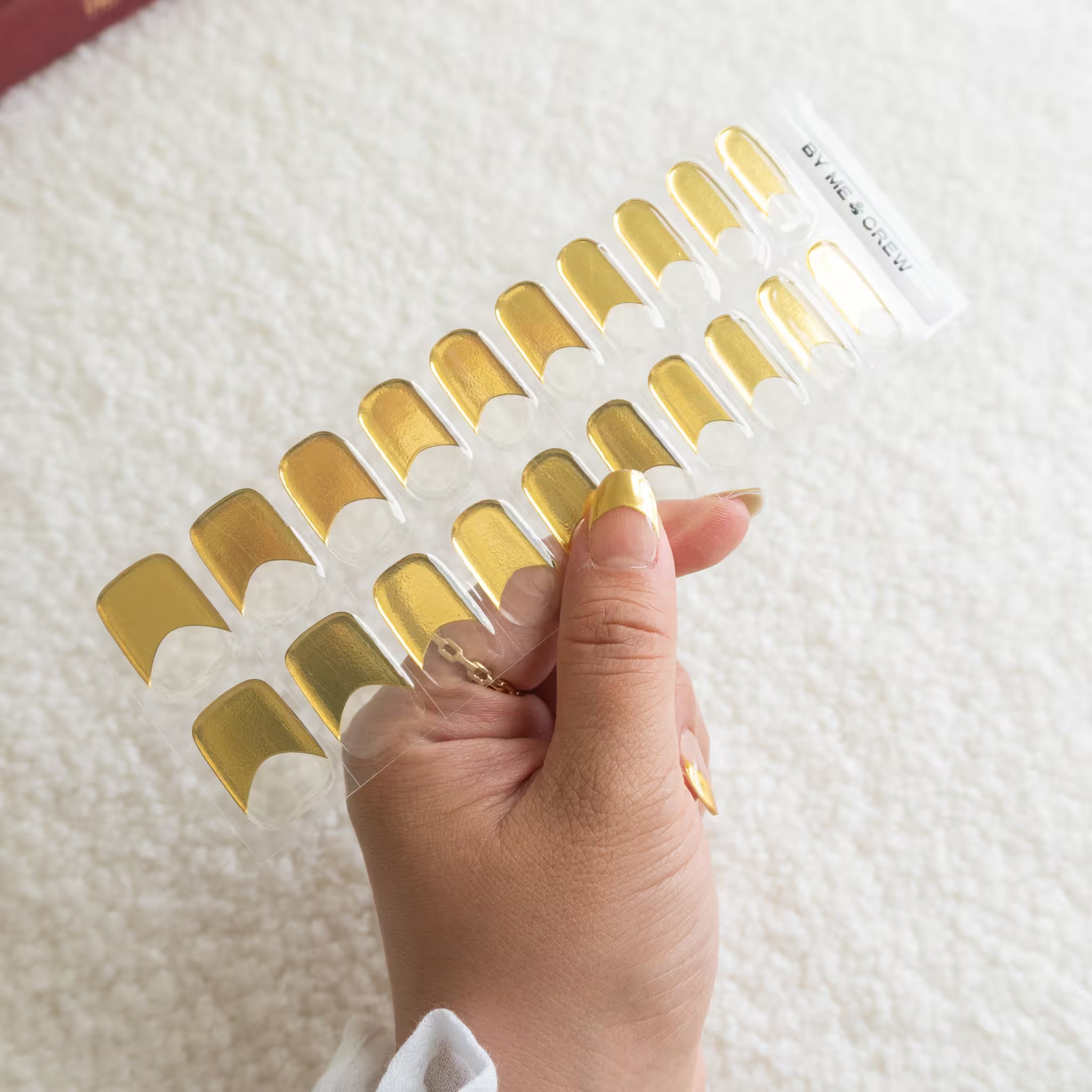 Gold French Tip DIY Semi Cured Gel Nail Stickers-3