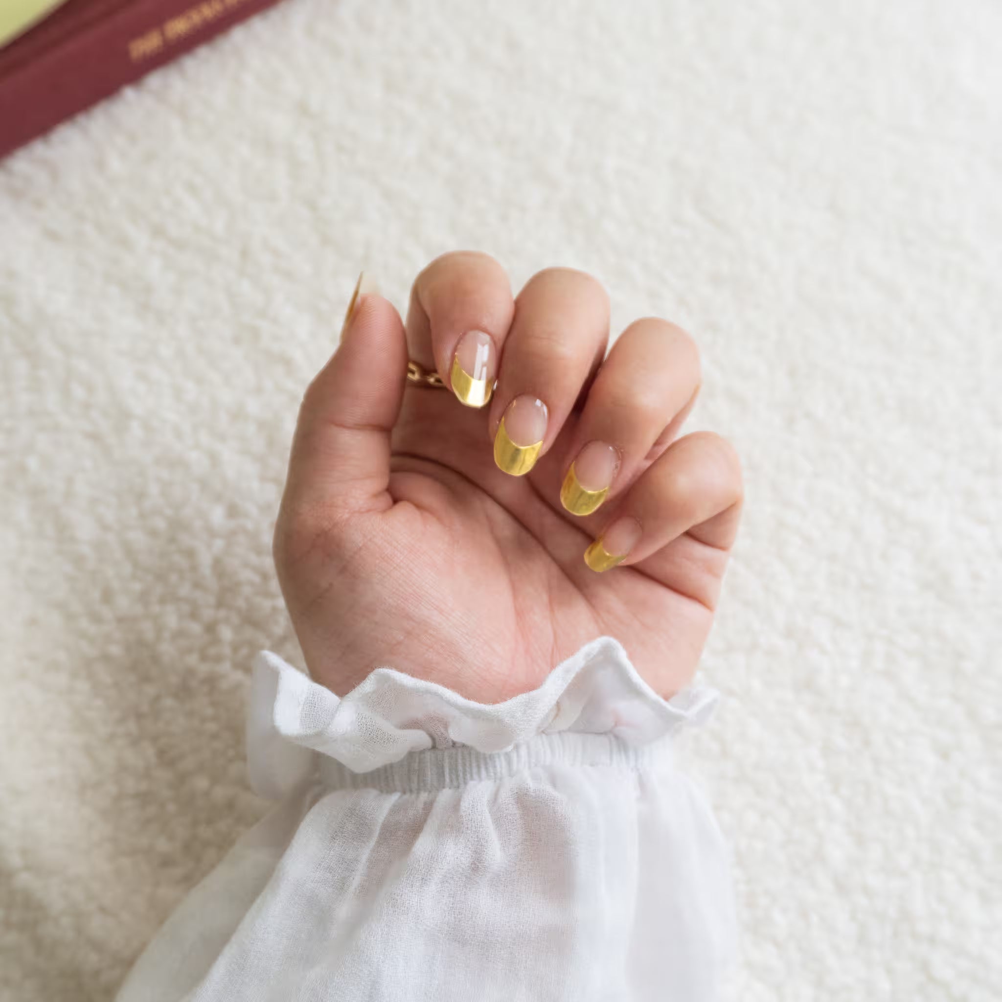 Gold French Tip DIY Semi Cured Gel Nail Stickers-4