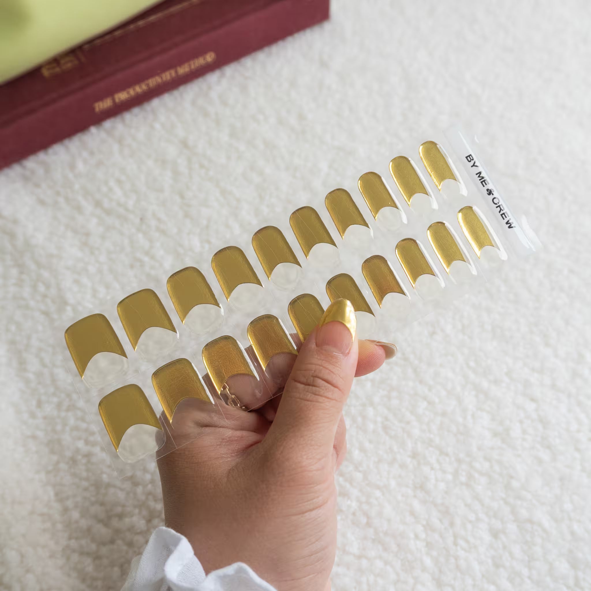 Gold French Tip DIY Semi Cured Gel Nail Stickers-5