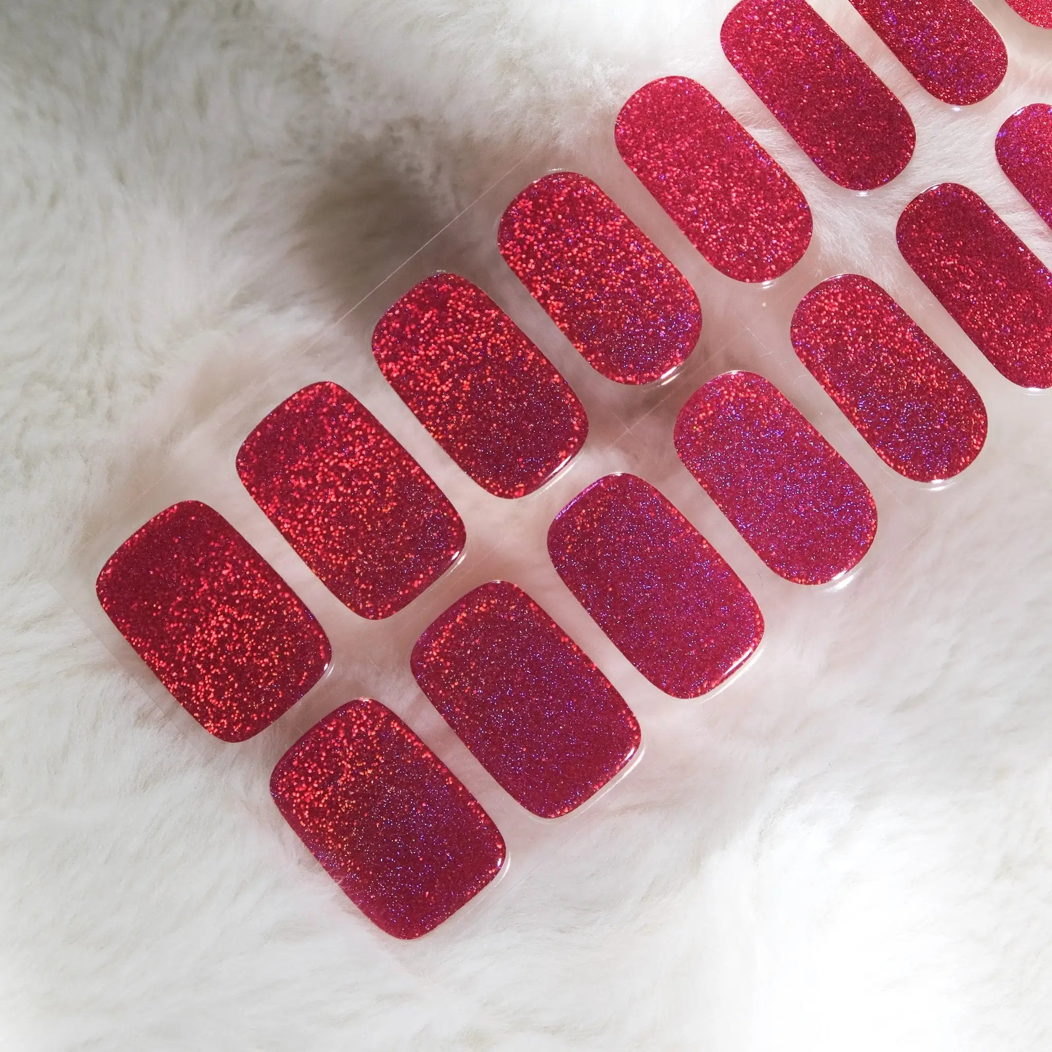 Holographic Red Semi Cured Gel Nail Stickers