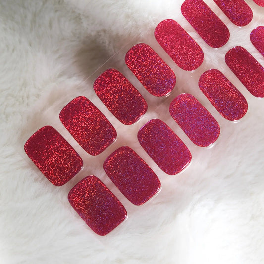 Holographic Red Semi Cured Gel Nail Stickers